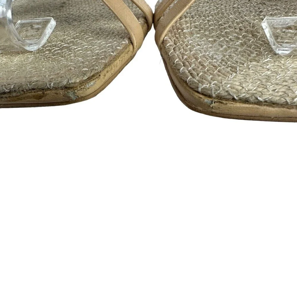 Zara Sheos Womens Size 38 Beige Square Toe Strappy Flat Sandals Jute 7.5 US READ - Picture 7 of 16
